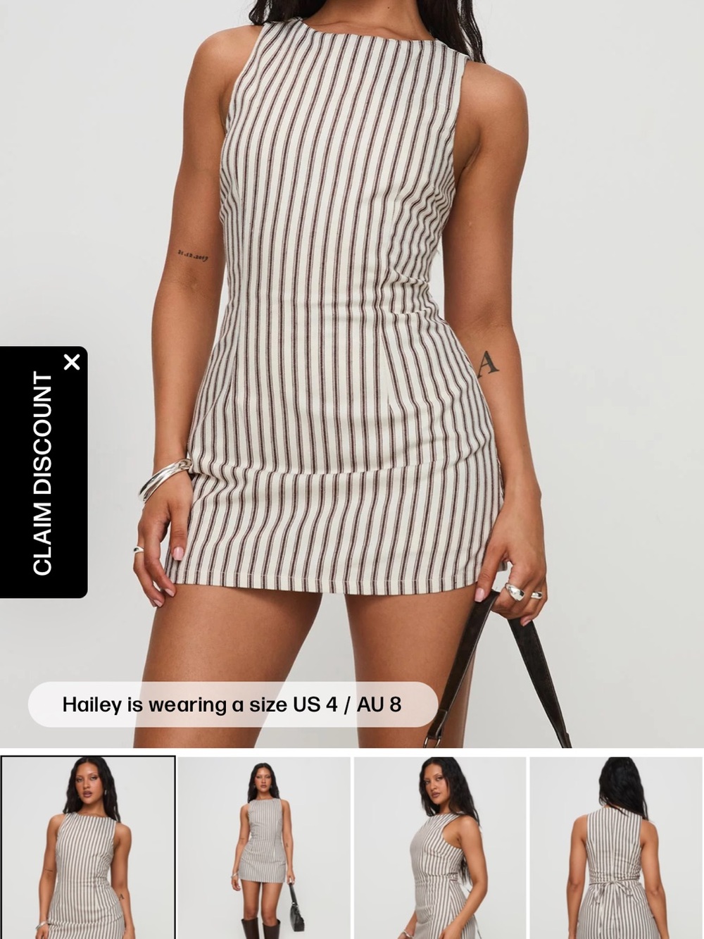 Princess Polly Mini Dress with Brown Stripes